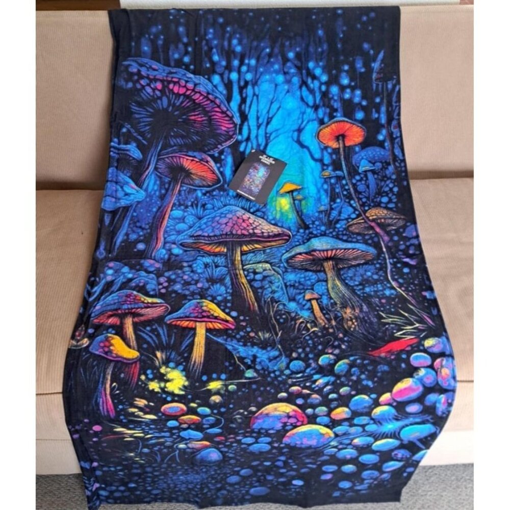 Mushroom Forest Towel Bath Beach Pool Gift Psychedelic Blue Mushrooms Magic New